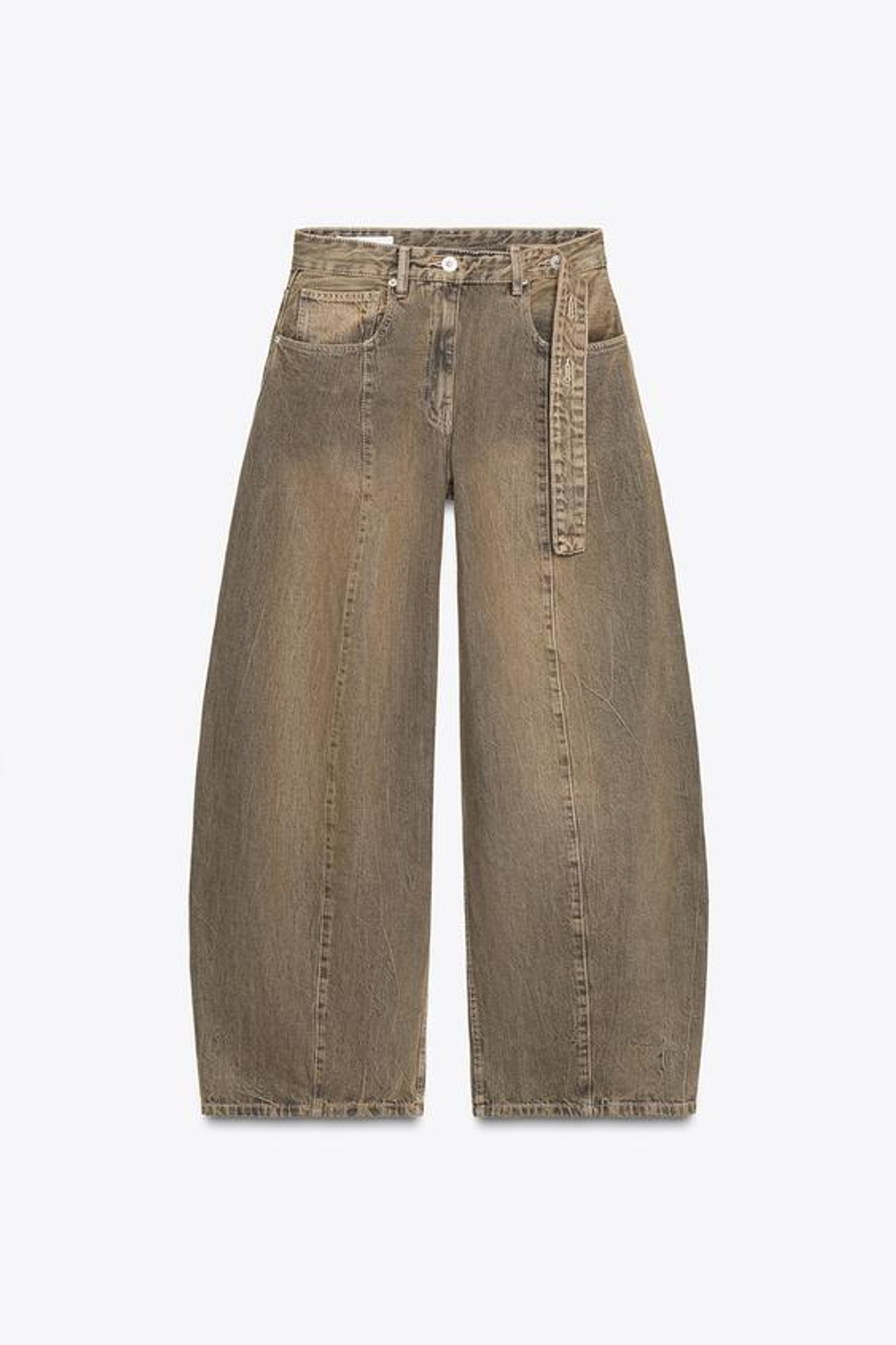 ZARA ДЖИНСЫ TRF OVERSIZE С НИЗКОЙ ПОСАДКОЙ, КОРИЧНЕВЫЙ