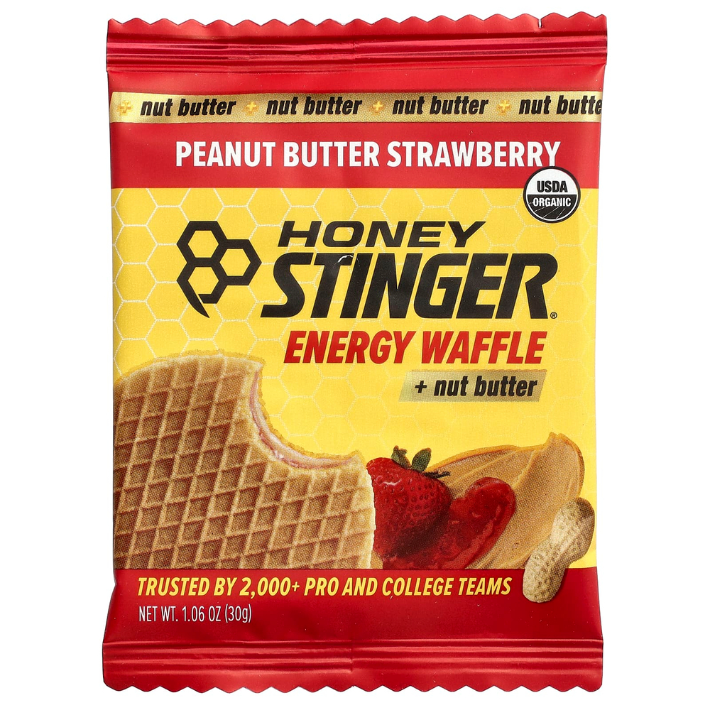 Honey Stinger, Energy, вафли и ореховая паста, арахисовая паста и клубника, 12 вафель по 30 г (1,06 унции)