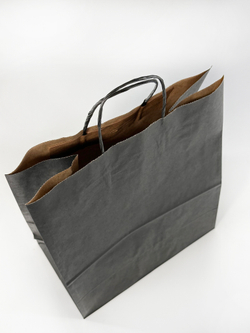 Крафт пакет 260 х 150 х 350 мм с крученными ручками, чёрный, 70 гр/м2