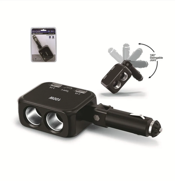 Разветвитель авто IN-CAR 1655 (2USB+Type-C/2розетки)