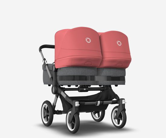 Коляска для двойни 2 в 1 Bugaboo Donkey 5 Twin Sunrise red/Grey melange/Graphite
