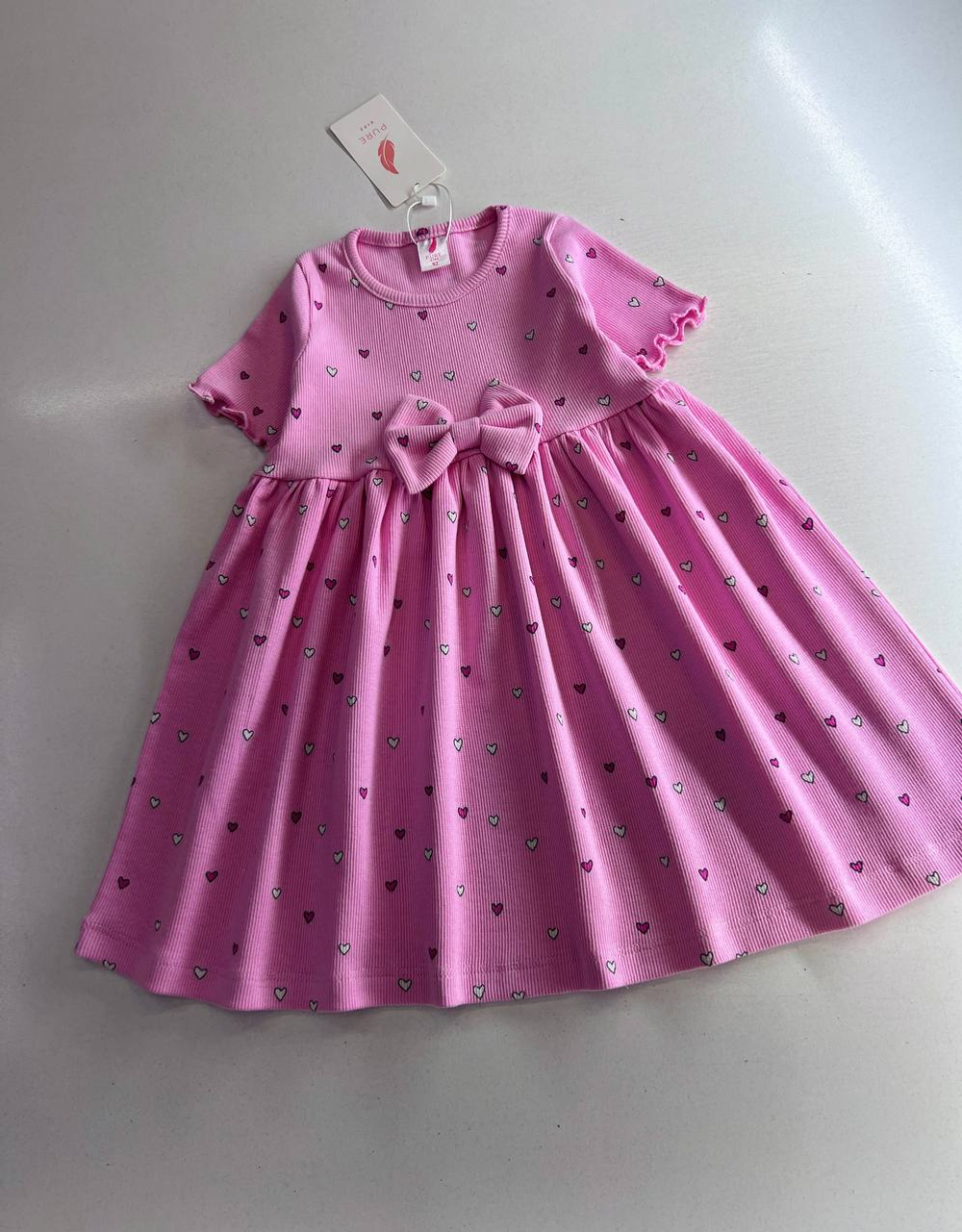 Сердечный бантик - платье для девочек 2 600 тг./шт. (оптом - цена за 5 размеров)