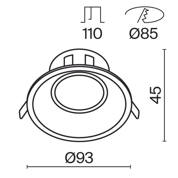Встраиваемый светильник Точка / Dot 1*GU10 10 Вт Technical dl028-2-01b