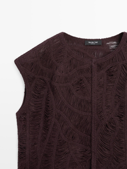 Massimo Dutti Вязаный жилет, баклажанный