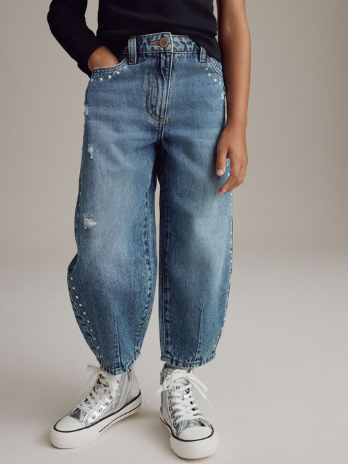 Джинсы с заклепками для девочки Next B02-937, Синий