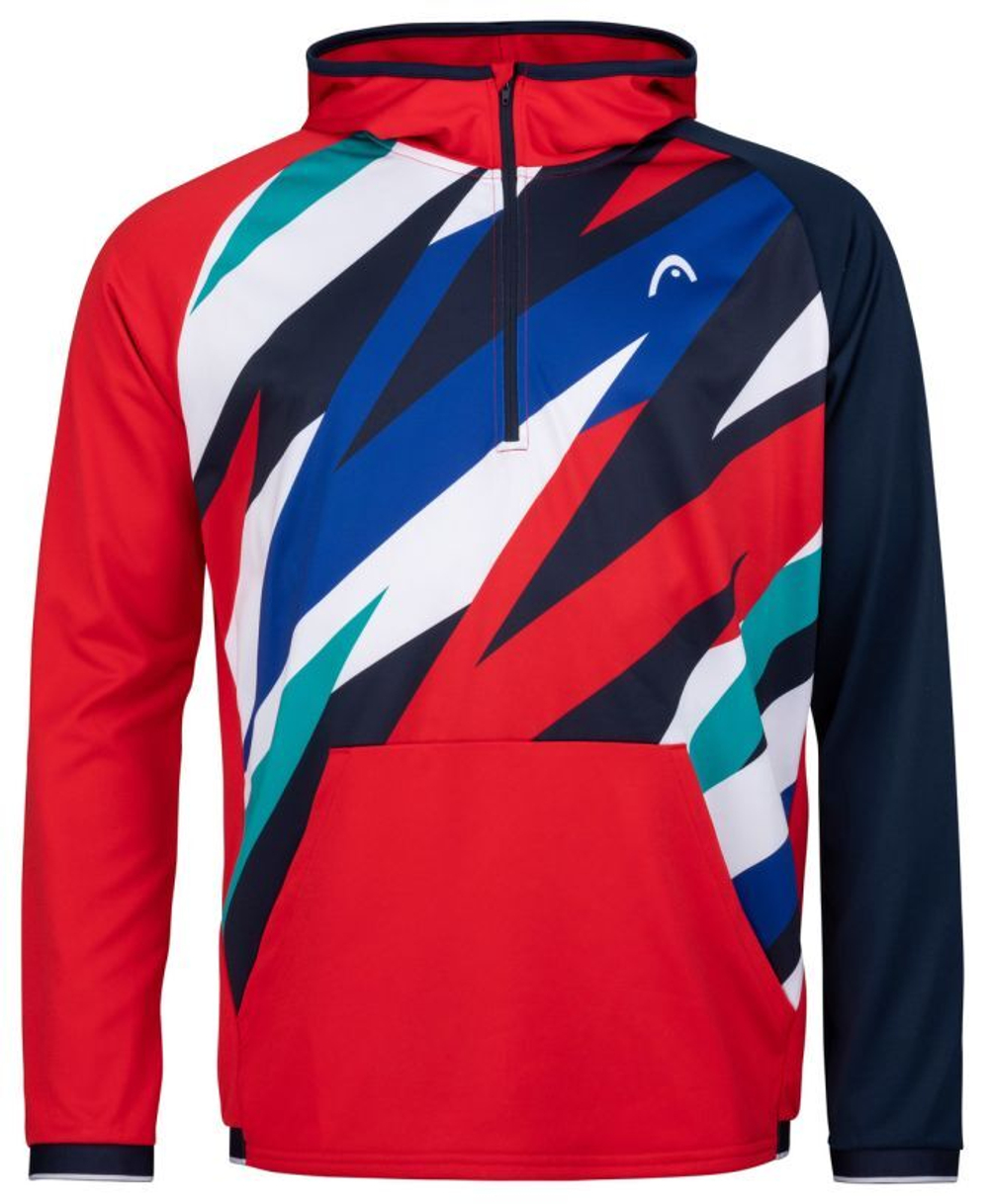Кофта для мальчика теннисная Head Power Hoodie B - red/print vision