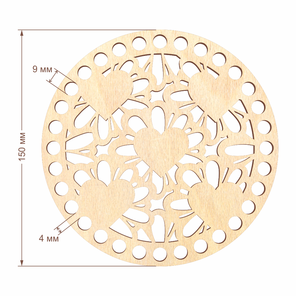 Резное донышко для корзины D=15 см, №13