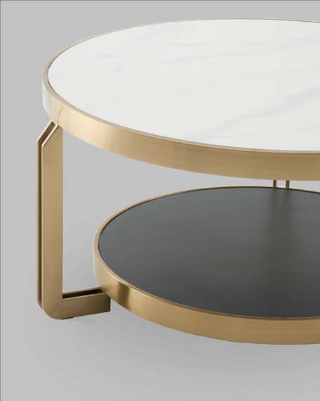 Журнальный столик Калисто 90*90 см светлая и темная керамика