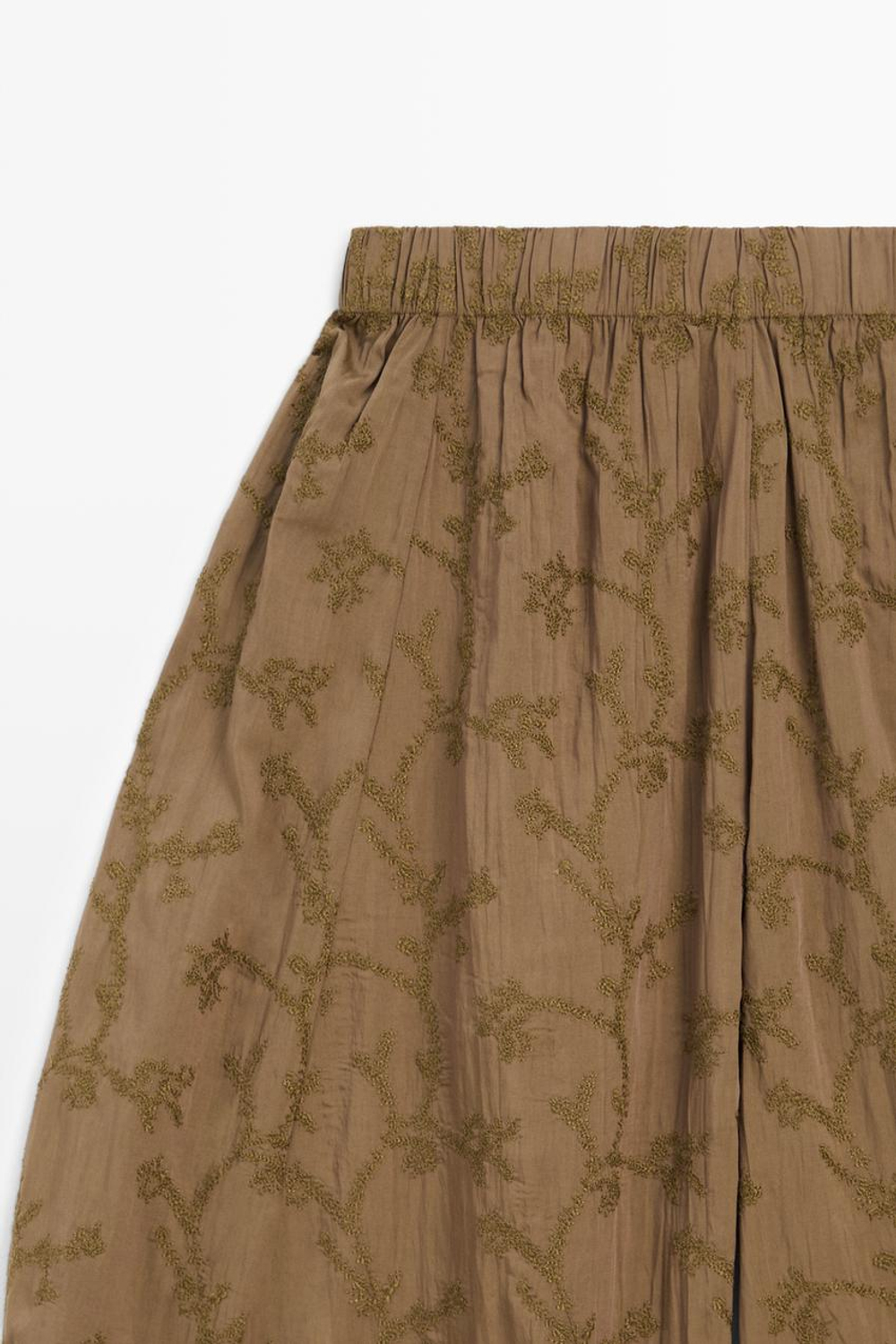 Massimo Dutti Брюки с вышивкой и эластичным поясом, хаки