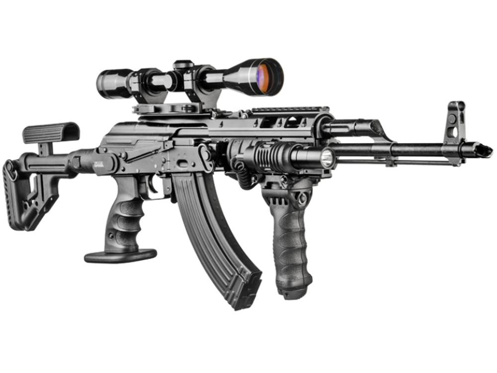 Складной приклад для АКМС, черный, Fab Defense
