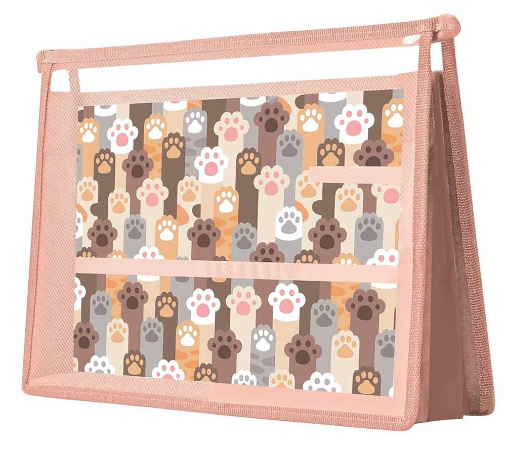 Папка д/труда А4 молния сверху, пластик, уголок "Кошачьи лапки 2023" (Пчелка)