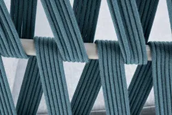 "Диего" диван 2-местный плетеный из роупа, каркас алюминий светло-серый (RAL7035) муар, роуп бирюзовый круглый, ткань светло-серая