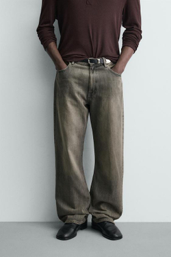 ZARA ДЖИНСЫ СВОБОДНОГО КРОЯ, КОРИЧНЕВЫЙ