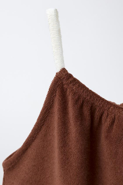 ZARA X PUKAS КОРОТКИЙ КОМБИНЕЗОН ИЗ МАХРОВОЙ ТКАНИ PUKAS SURF, КОРИЧНЕВЫЙ