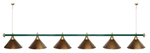 Лампа STARTBILLIARDS 6 пл. (плафоны зеленые,штанга золотая,фурнитура золото)