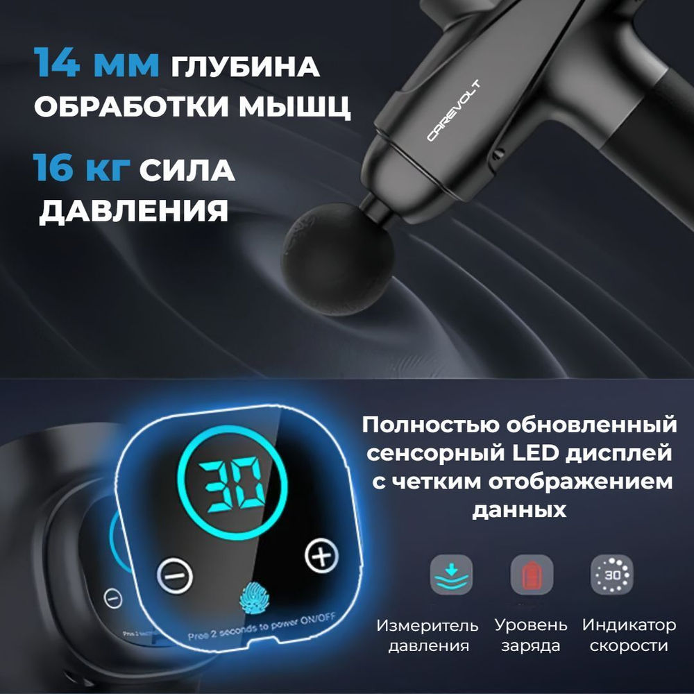 Перкуссионный массажер ударный вибрационный пистолет для тела для массажа шеи и плеч, ног, икр, ягодиц