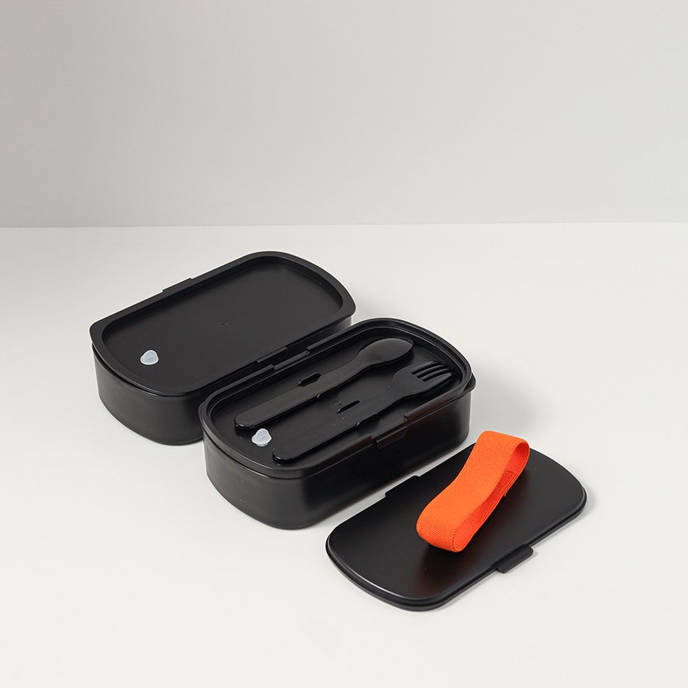 Ланч-бокс с приборами Food Time, 1 л, черный