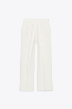 ZARA ПРЯМЫЕ БРЮКИ С ВЫСОКОЙ ПОСАДКОЙ, ЭКРЮ