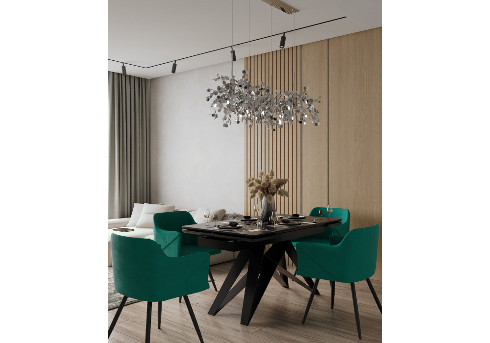 Стул на металлокаркасе Woodville Эджелл зеленый, черный, ножки черные