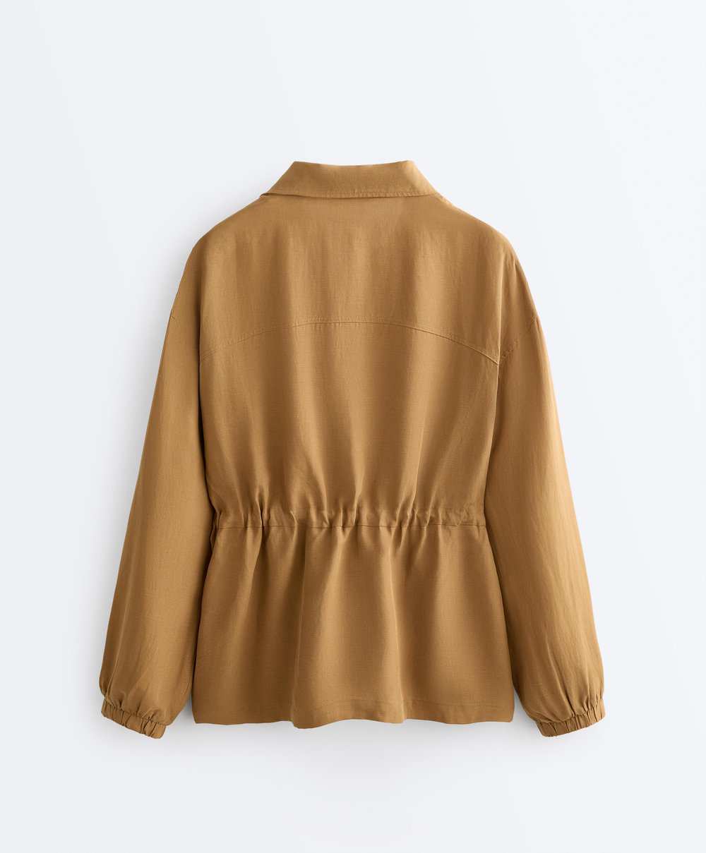 Oysho Куртка с присборенной талией из смеси лиоцелла и 24% льна, медный