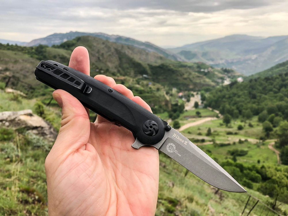 Складной нож Biker Z M390 Black G10 StoneWash