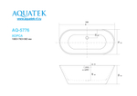 Ванна акриловая,отдельностоящая, AQUATEK AQ-5776 ХОРСА 1680*760*580. В комплекте со сливом и ножками.Цвет: белый глянцевый.
