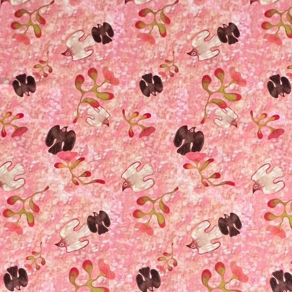 ПТИЦЫ НА РОЗОВОМ ФОНЕ - 100% хлопок 1