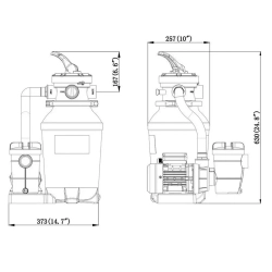 Фильтровальная установка (моноблок) для бассейна DTS mini - 4 м³/ч, Ø250мм, 220В, 0.25кВт, песок 14кг, ВР1½" / Ø38/32мм - Poolline