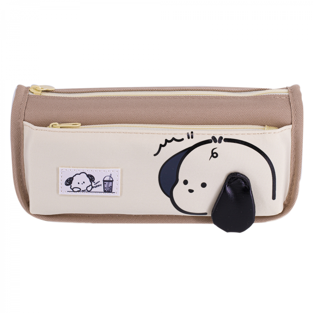 Пенал - косметичка Alingar, ткань, молния, боковой карман, 195 х 80 х 35 мм, "PUPPY", щенок с ушком, микс (черный, корич, св-корич), европодвес