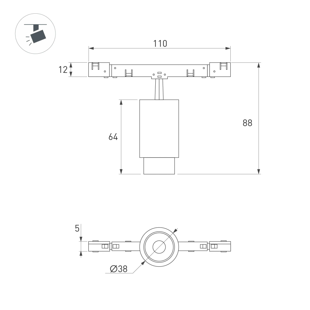 Светильник MAG-MICROCOSM-SPOT-ZOOM-R38-5W Warm3000 (WH, 10-55 deg, 24V) (Arlight, IP20 Металл, 5 лет) 051805