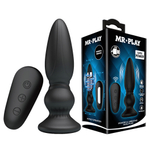 Анальная пробка с пультом управления силиконовая черная MR PLAY BI-040086W-MR