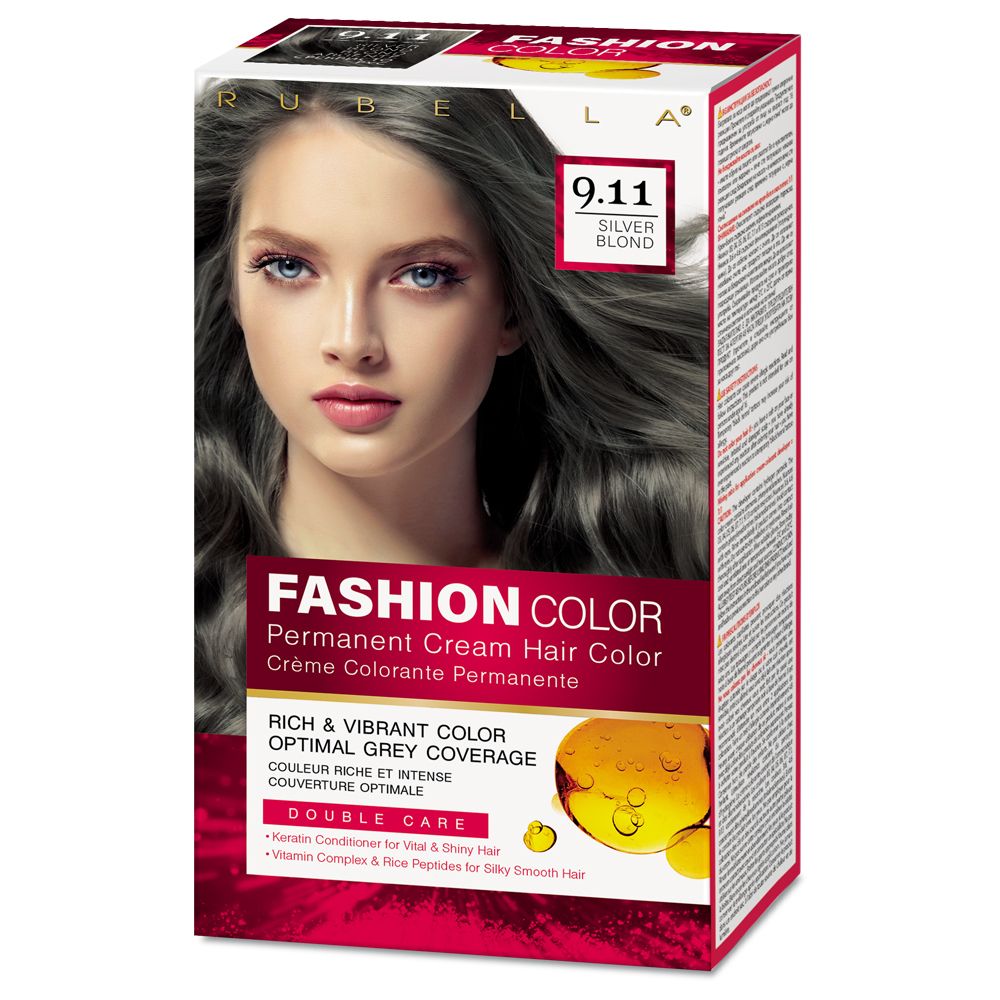Стойкая крем-краска для волос Rubella Fashion, тон 9/11 блондин интенсивный серебристо-пепельный