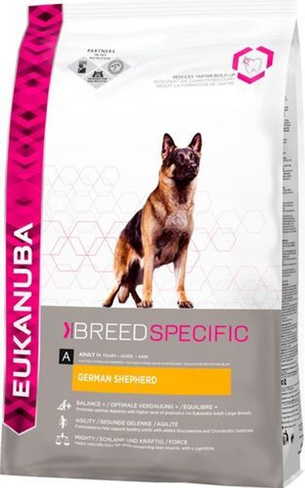 Сухой корм Eukanuba Dog German Shepherd для взрослых собак породы немецкая овчарка от года, с курицей 10 кг