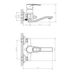 Смеситель DECOROOM DR70044 одноручный  для ванны универсальный с поворотным изливом 200 мм