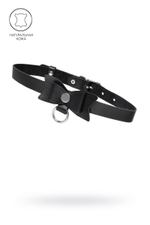 Черный чокер-ошейник с бабочкой и колечком