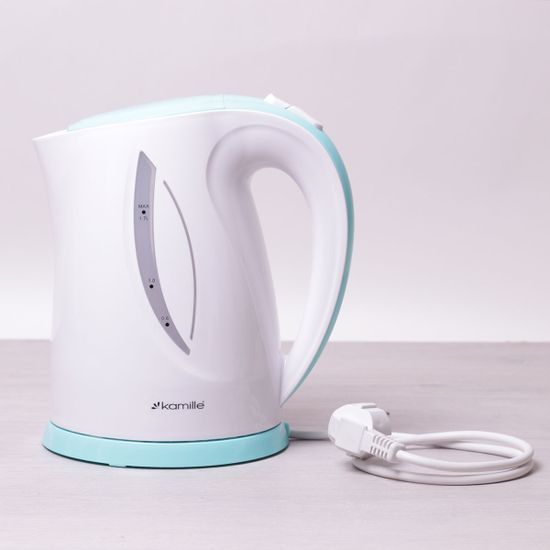 Чайник 1.7 л электрический пластик белый с бирюзовым Kamille KM 1717B