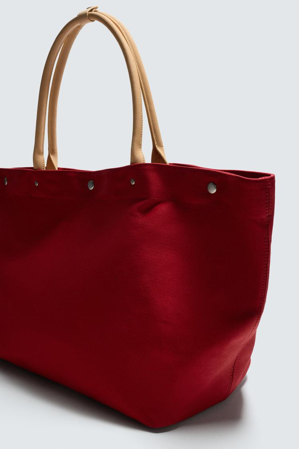 ZARA X AARON LEVINE СУМКА-ШОПЕР С КОЖАНЫМИ ДЕТАЛЯМИ, КРАСНЫЙ