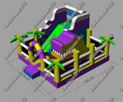 Коммерческий батут "Белый клык" с не механизированной головой, размер 6*6*4 м