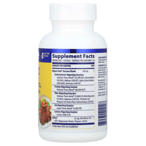 Enzymedica, Digest Gold с ATPro, добавка с пищеварительными ферментами, 120 капсул