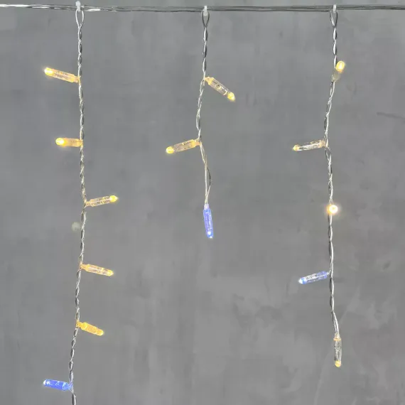 Светодиодная бахрома с колпачком 4,9 x 0,5 м тепло-белая с мерцанием белого диода 220В, 200 LED, провод прозрачный ПВХ, IP65 (PIL200BLWCAP-10-2WW)