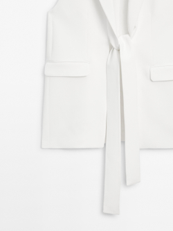 Massimo Dutti Элегантный жилет с бантом - STUDIO, кремовый