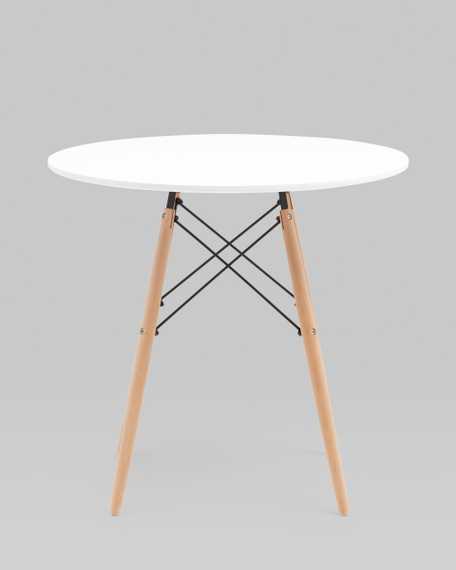 EAMES DSW D80, белый, столешница МДФ, ножки метал, массив бука