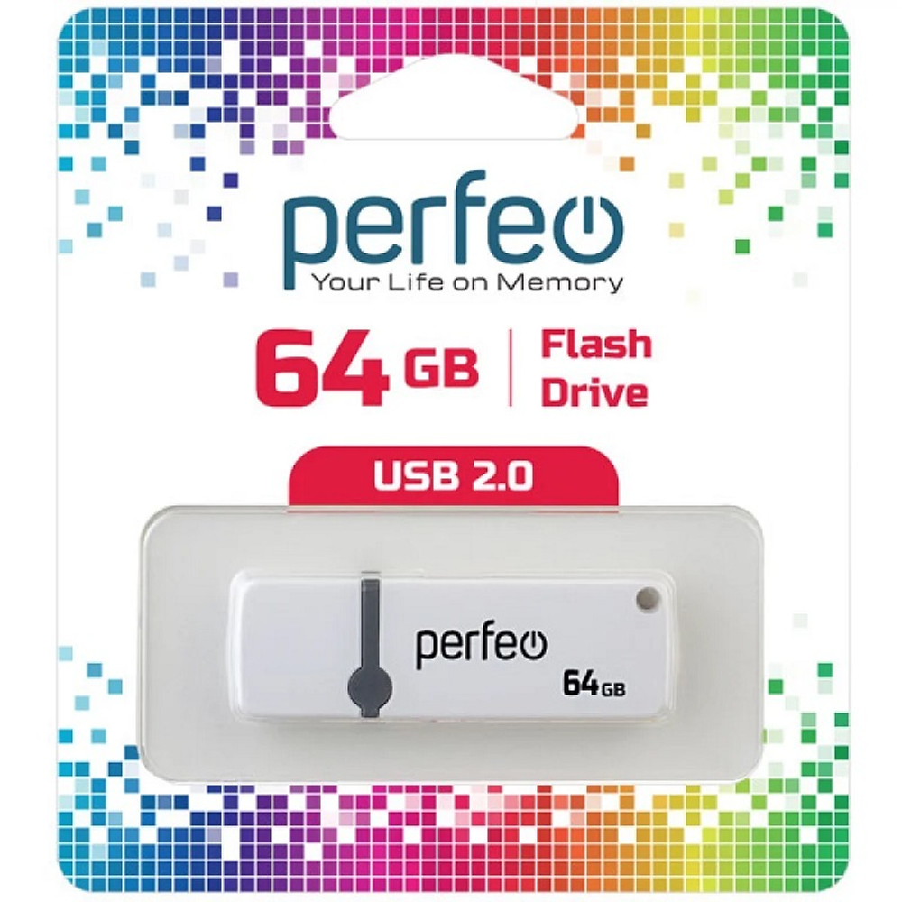 Память USB Flash Perfeo C07 64 Gb, белый
