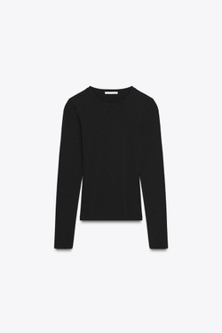 ZARA ФУТБОЛКА С ДЛИННЫМИ РУКАВАМИ, ЧЕРНЫЙ