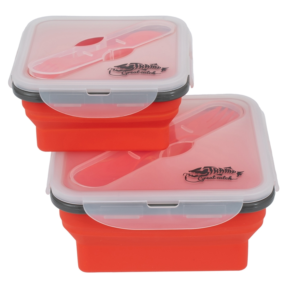 Контейнер силиконовый с ловилкой 1000 мл Tramp TRC-145 (терракотовый)