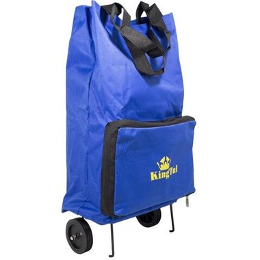 Сумка хозяйственная на 2 колесах с ручками и боковым карманом(140х265х450мм, карман-190х300мм, ? колес-80мм) KINGTUL KT-FN209