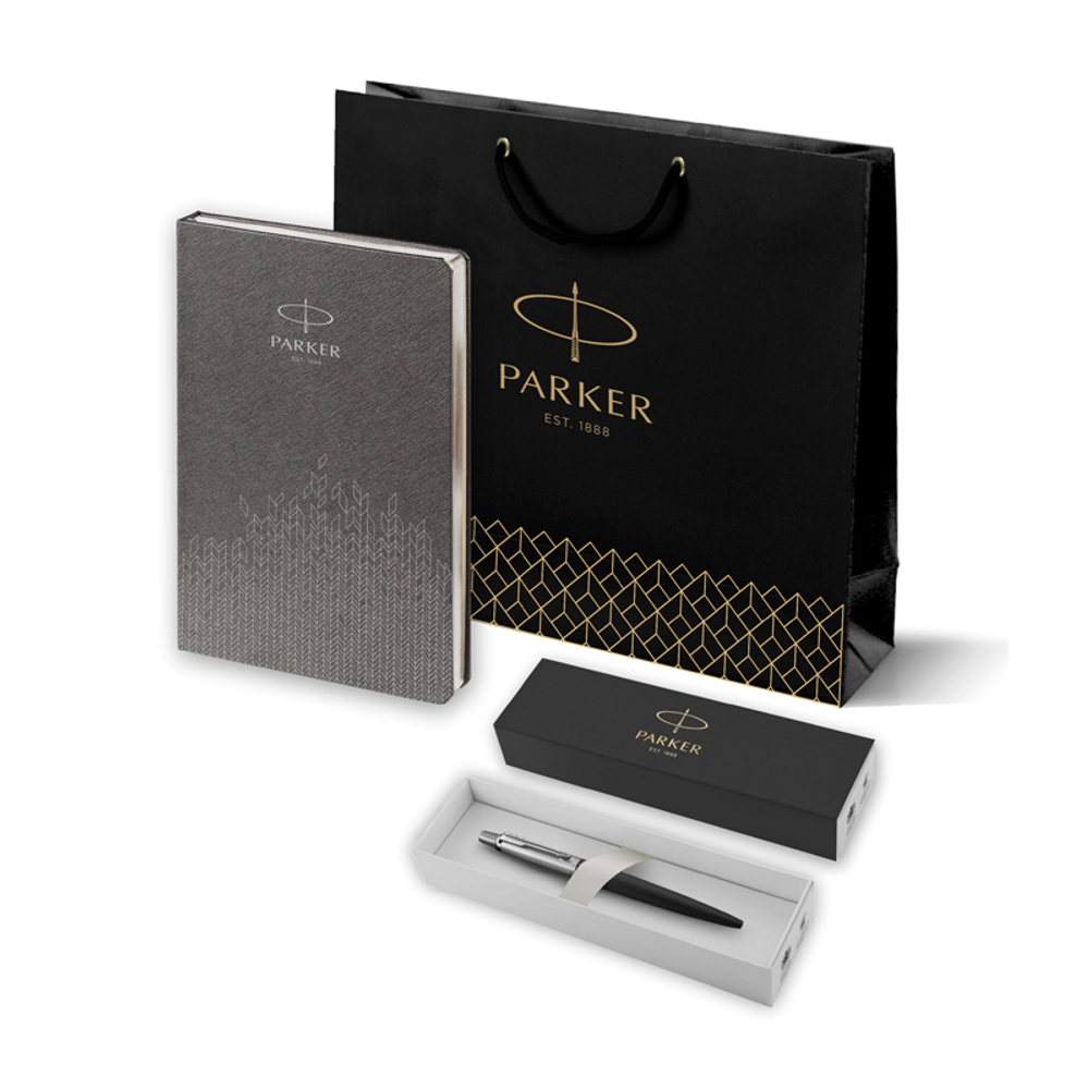 Подарочный набор: Шариковая ручка Parker Jotter + ежедневник, серый