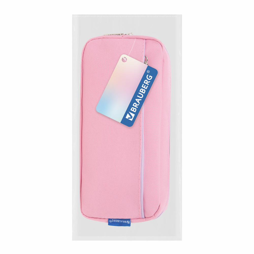 Пенал мягкий BRAUBERG PASTEL 2 отделения красный 21х9 5х5 см (3 штуки в упаковке)