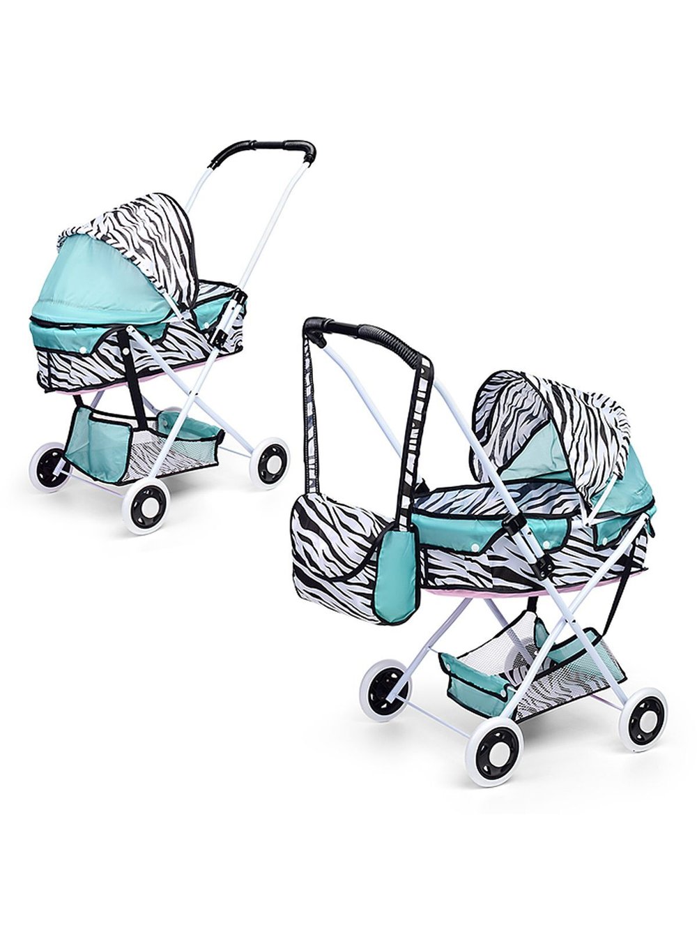 Коляска для кукол Зебра, складная, прогулочная с капюшоном (936B-9)