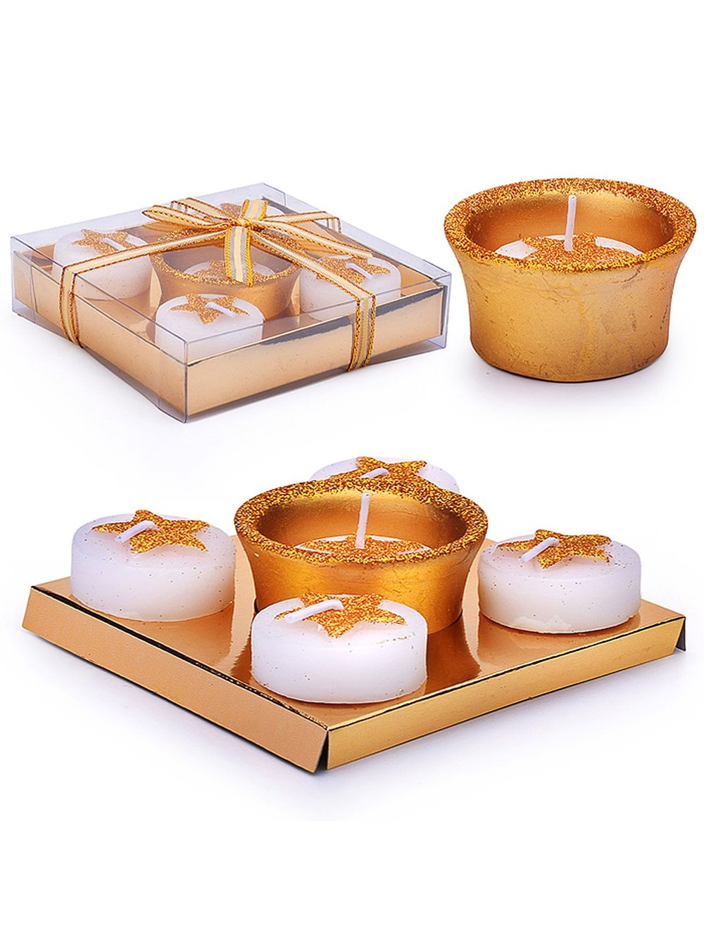 Набор свечей с подсвечником Золотая звездочка (00-7035)